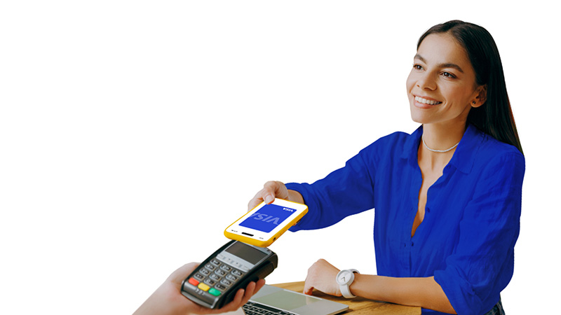 A person paying with a phone